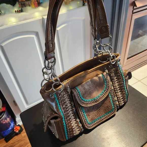 Montana West Purse / Brown and Turquoise - Picture 2 of 13